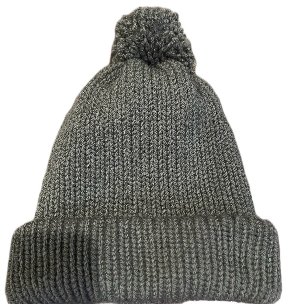 Charcoal Knit Beanie with Pom-Pom